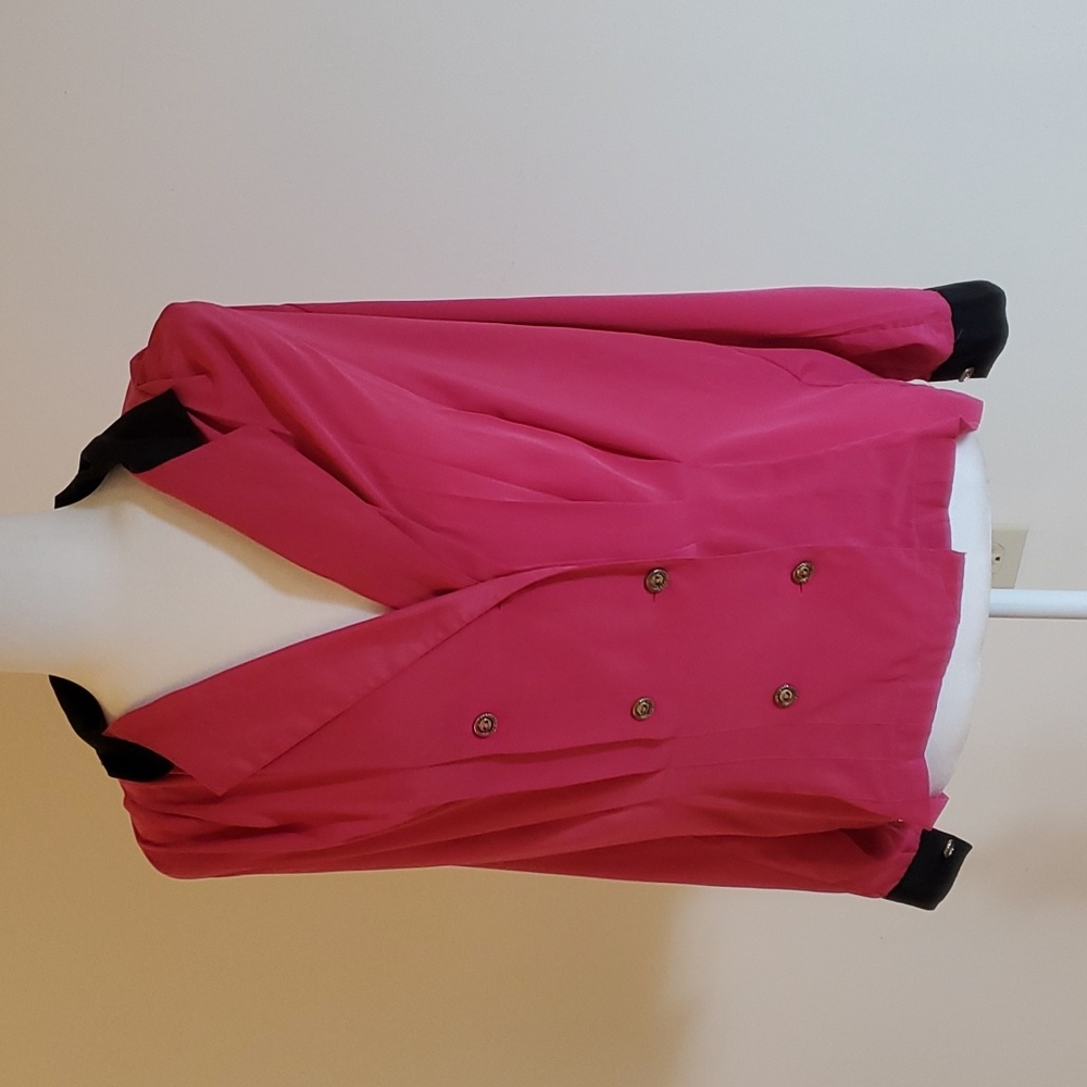Josephine pink and black pleated blouse